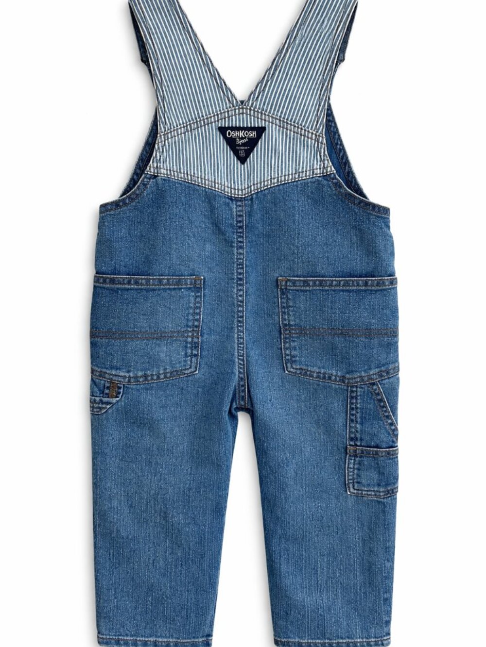 NWT OshKosh B’gosh Toddler Boy Overalls 2T Denim Striped Bib Blue - Picture 4 of 4